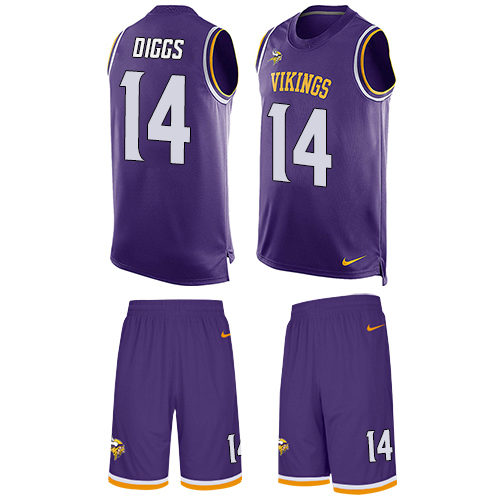 Nike Vikings #14 Stefon Diggs Purple Team Color Men's Stitched NFL Limited Tank Top Suit Jersey